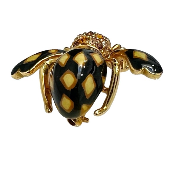 JOAN OF THE JUNGLE JOAN RIVERS ENAMEL BLACK BROOCH - Picture 14 of 16